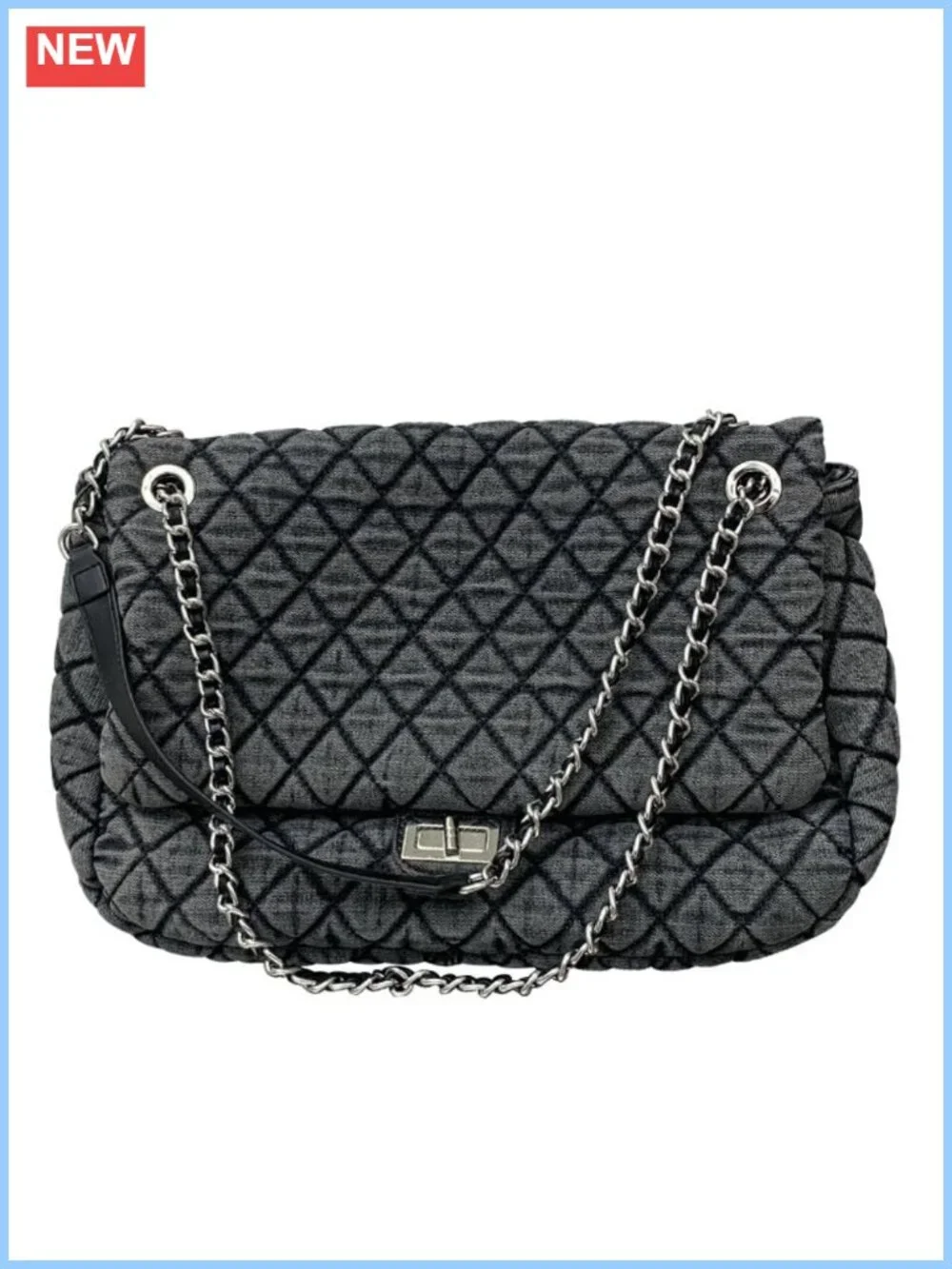 Denim Retro Checkered One Shoulder Handbag Tote Purse